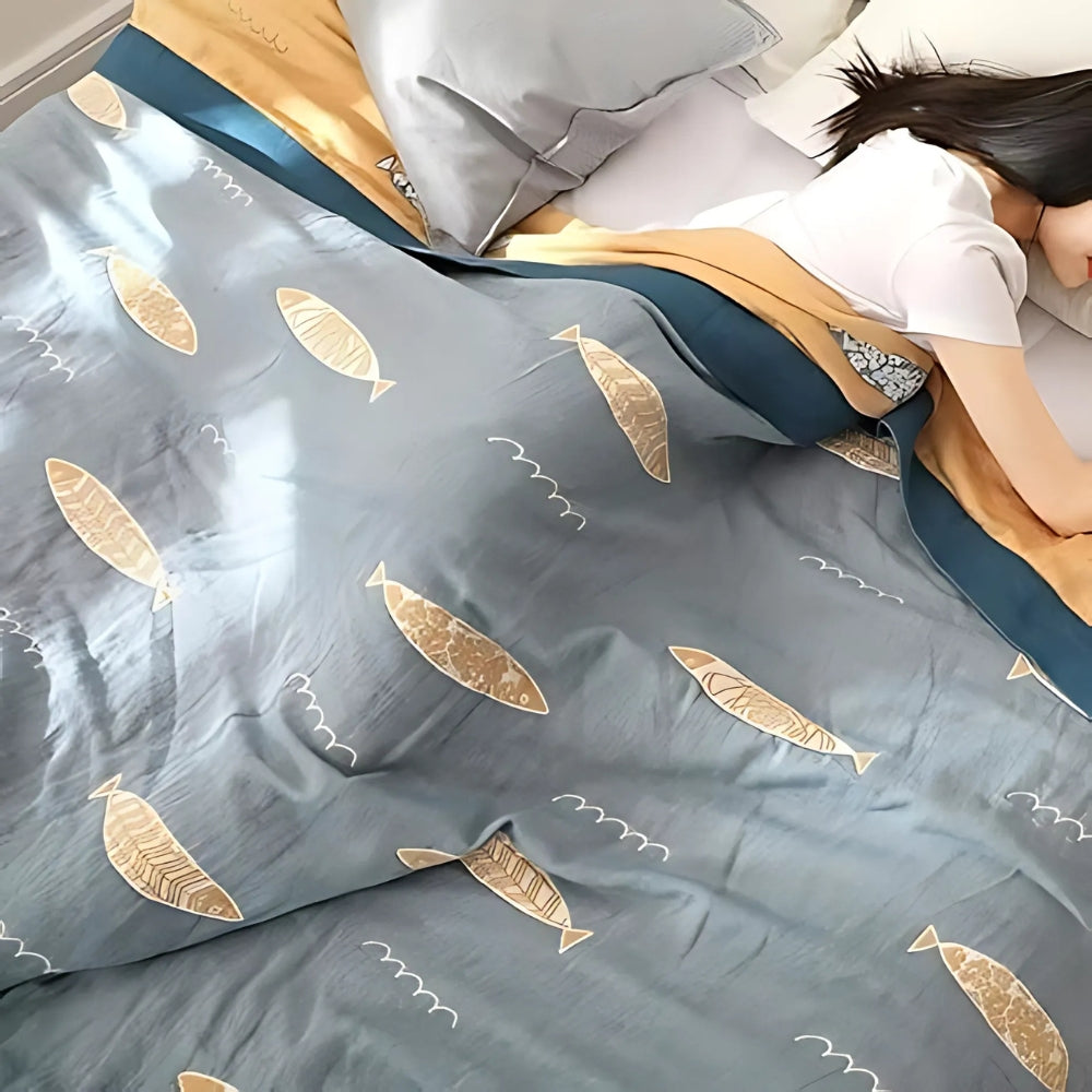 Goldener Fisch Baumwoll-Gaze ​​Wendedecke
