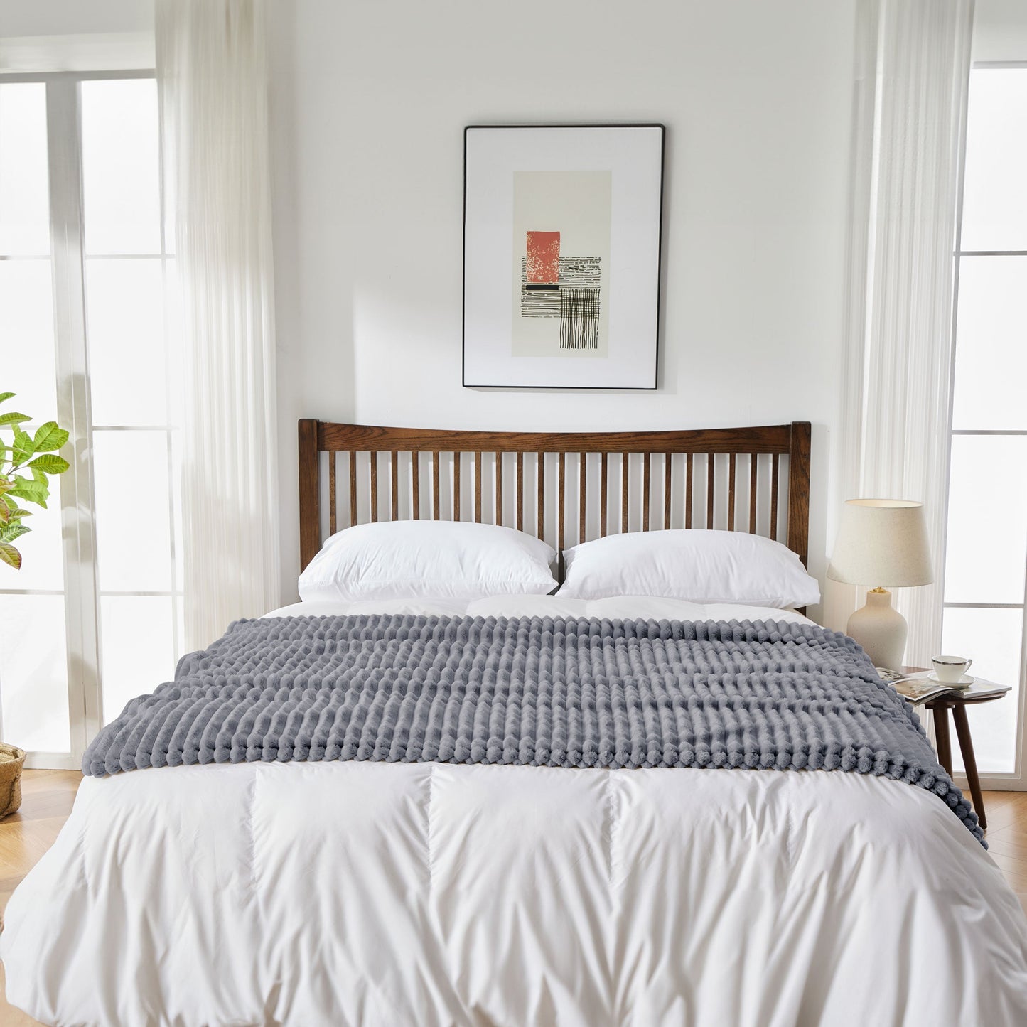 Neo Grijze Elektrische Deken Verwarmde Fleece Overdeken