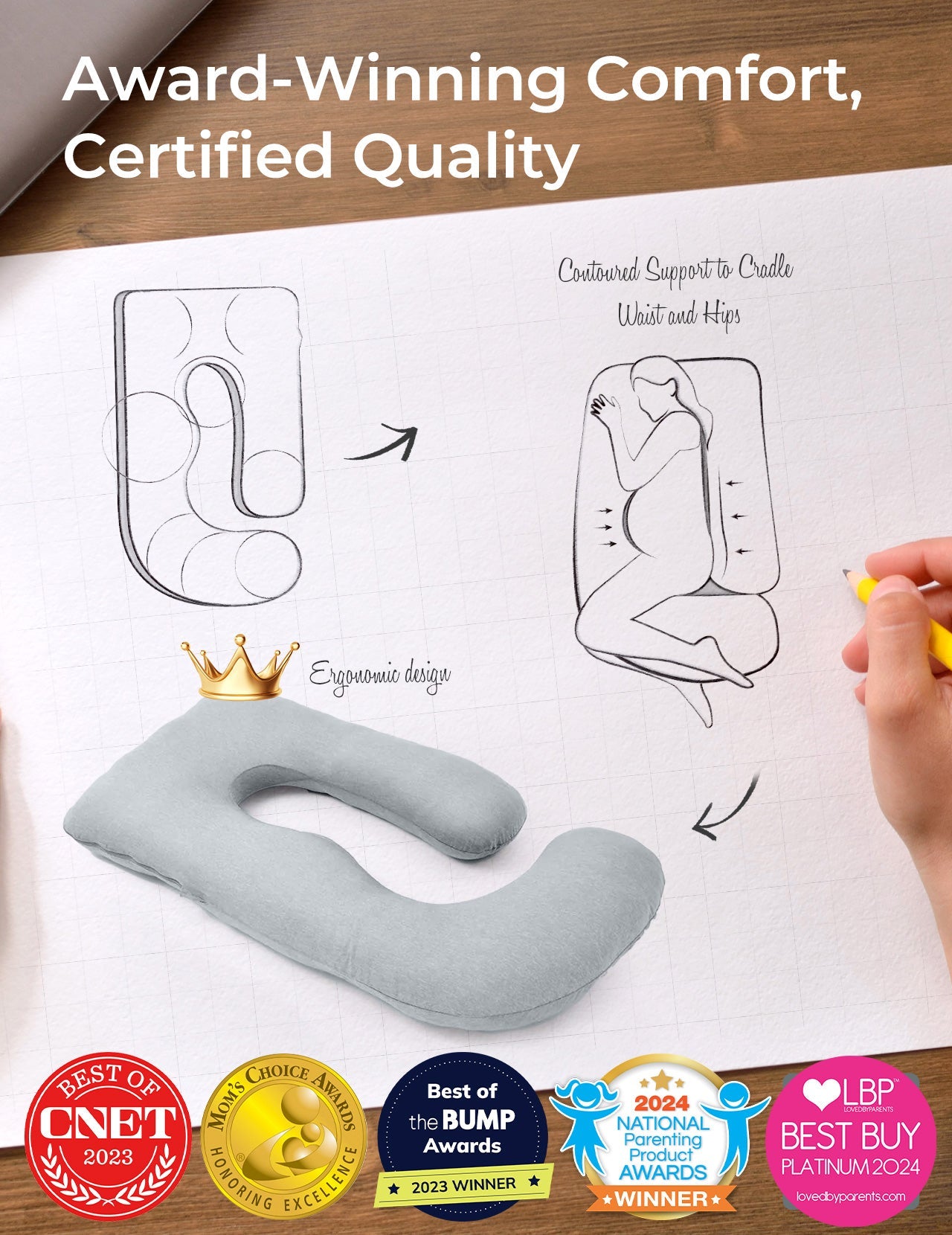 U Shaped Pregnancy Pillow for Comfort and Support - Cooling Fabric for Expecting Mothers