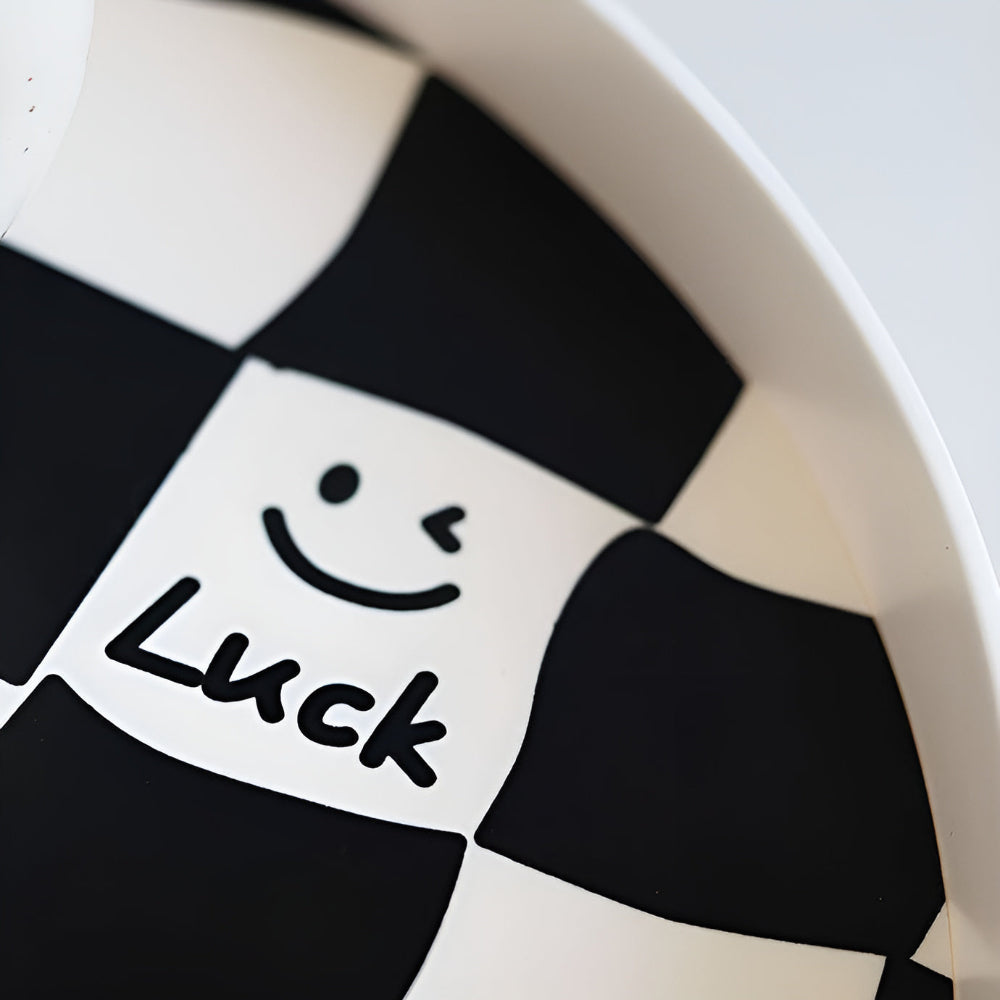 Plateau de rangement décoratif rond à damier pour l'organisation de la maison