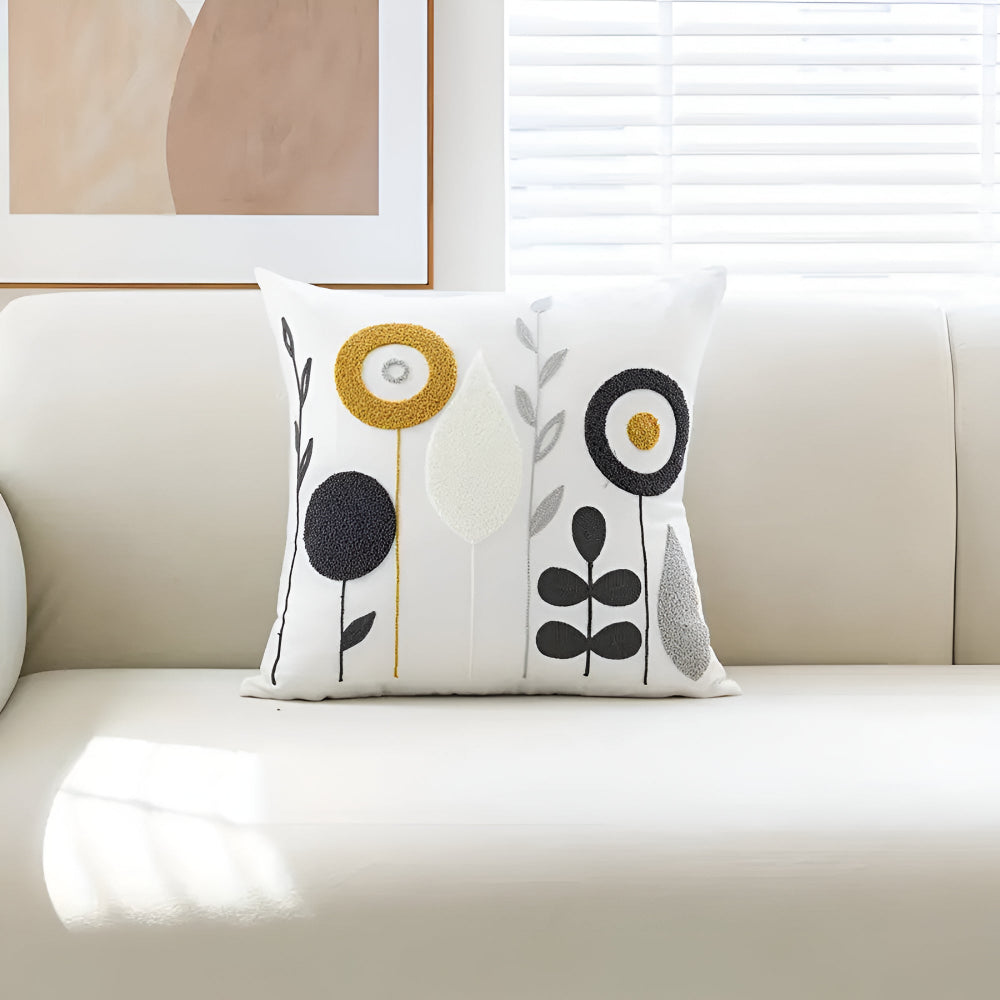 Housse de coussin décorative brodée à fleurs pour la maison