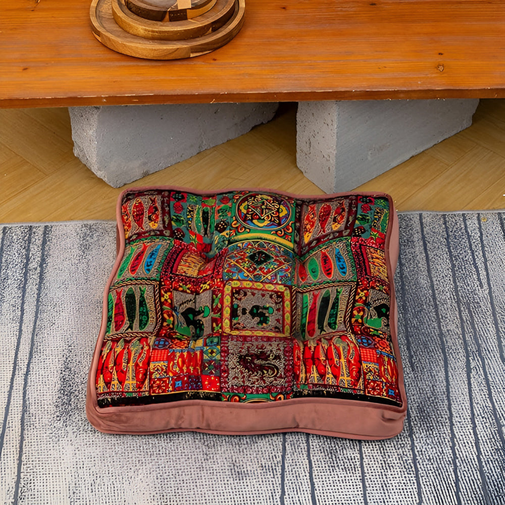 Moroccan Style Tie-Strap Throw Pillow Cushion for Home Decor