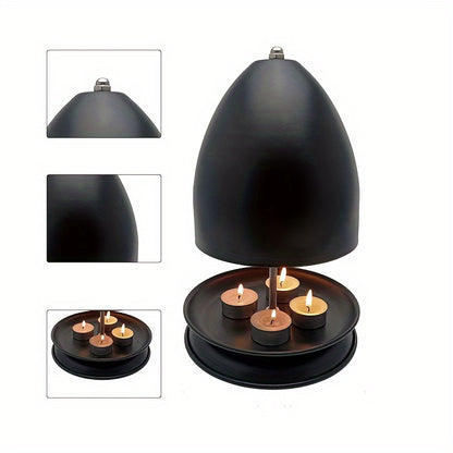 Black Tea Light Candle Warmer Kit with Hand Warmer & Holder - Flameless Heating for Home & Garden