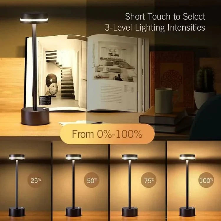 Lampe de table LED rechargeable - Design moderne sans fil en aluminium