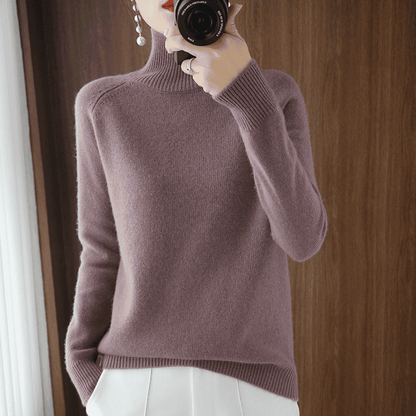 Dames Roll Neck Trui – Warme Chunky Brei pour l'hiver