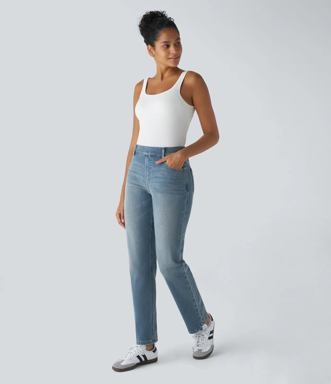 ElsaShape Jeans haute taille avec pantalons droits et pantalons – Look confortable