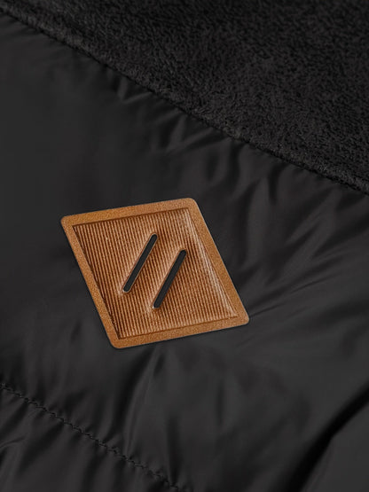 Herren Freizeit Pufferjacke mit Kunstfellkragen – Warmer einfarbiger Reißverschlussmantel