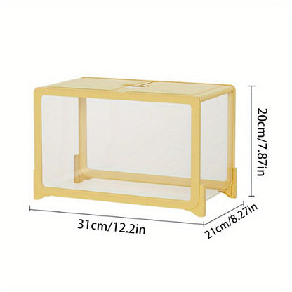 Clear Rectangular Fish Tank with Fake Plants - Acrylic Aquarium for Goldfish & Small Pets, Perfect for Home or Office Decor