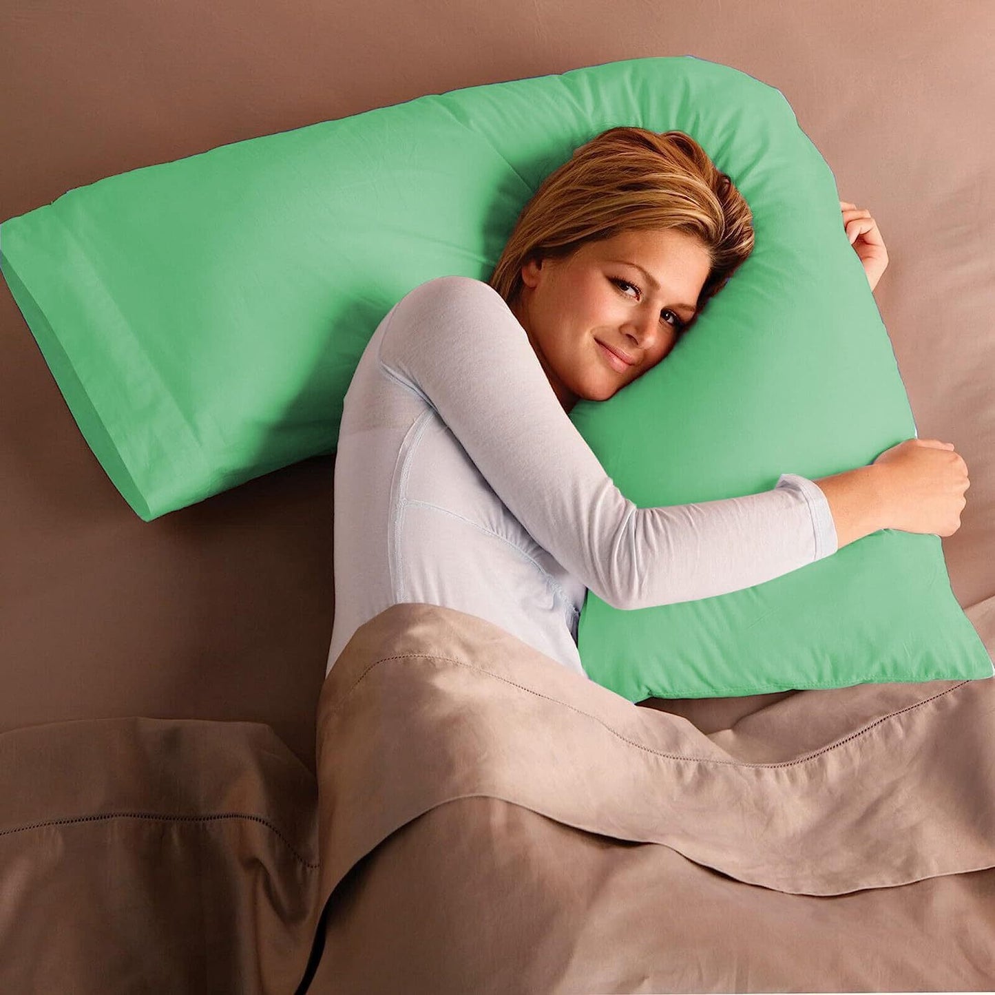 V Shaped Pillow with Case - Extra Filled Neck Support for Pregnancy, Nursing & Orthopedic Comfort