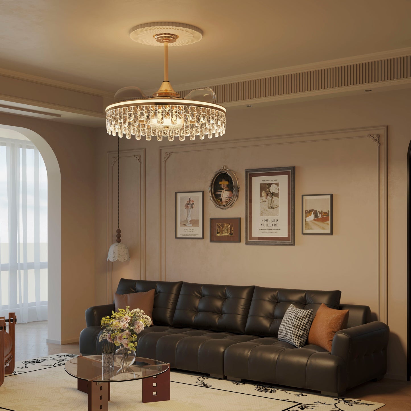 60cm Moderne Gouden Crystal Plafondventilator met Licht - Stijlvolle Plafondlamp