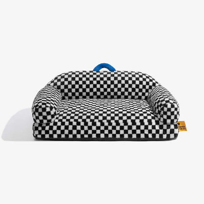 Thick & Fluffy Orthopaedic Washable Dog Sofa Bed - Chequerboard Design