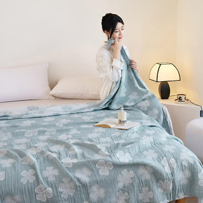 Cozy Four Leaf Clover Cotton Blanket - Soft, Warm, and Stylish Throw