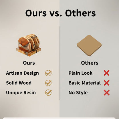 Set de Holzuntersetzer - Japanisches Design - Harz Akzente