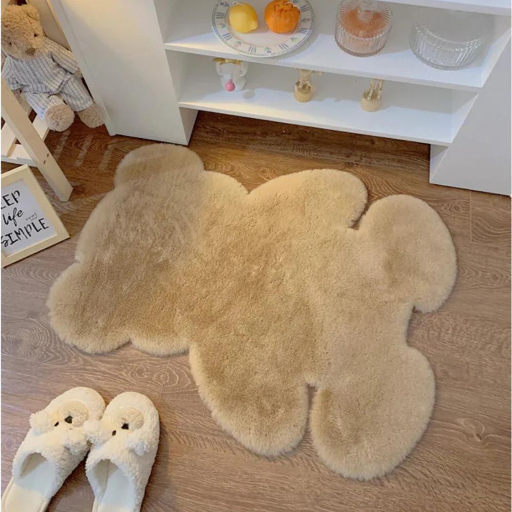 Tapis en peluche douce avec ours en peluche pour la décoration de la chambre d'enfant