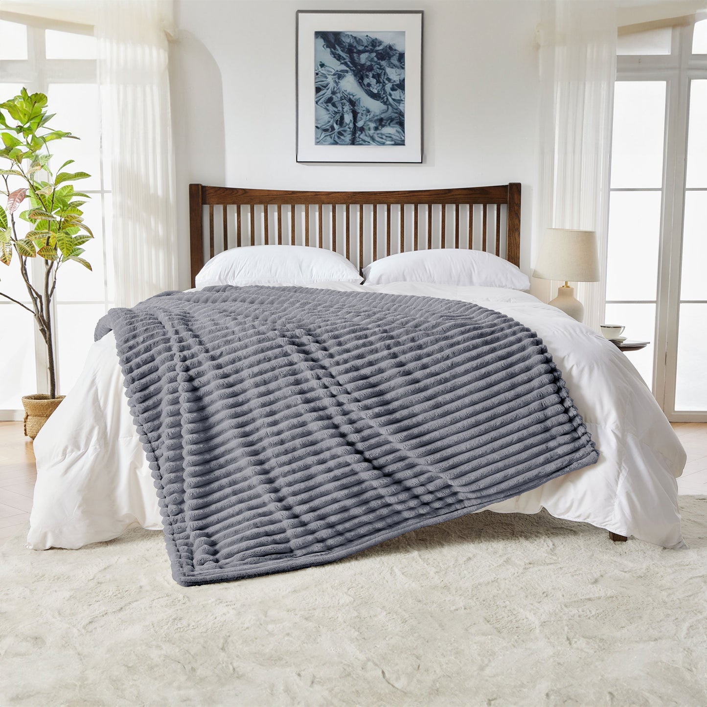 Neo Grijze Elektrische Deken Verwarmde Fleece Overdeken