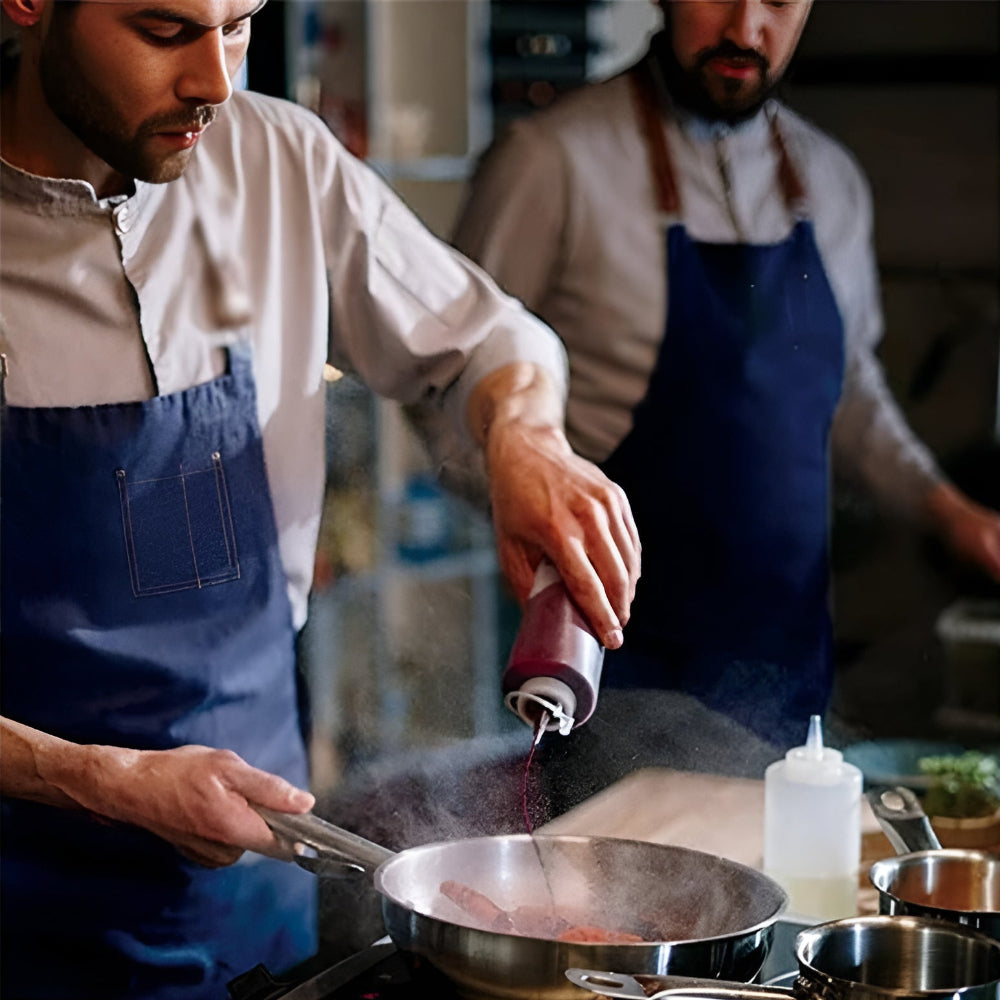 Adjustable Denim Work Apron for Cooking, Crafting, and Gardening