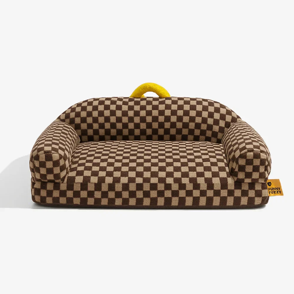 Thick & Fluffy Orthopaedic Washable Dog Sofa Bed - Chequerboard Design