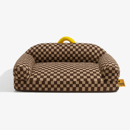 Thick & Fluffy Orthopaedic Washable Dog Sofa Bed - Chequerboard Design