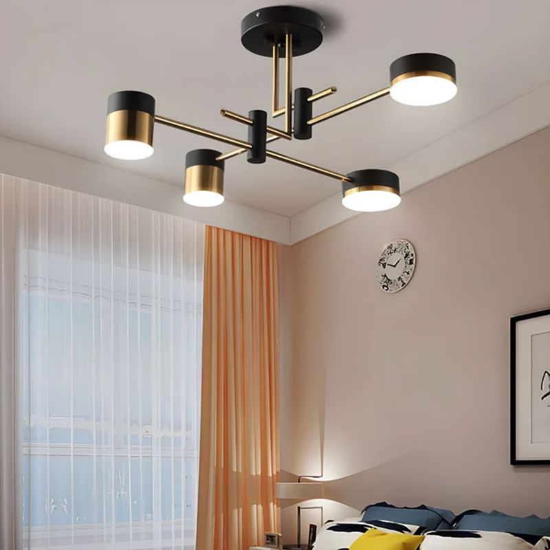Plafonnier moderne noir et or avec lampes LED pour décoration de maison de style