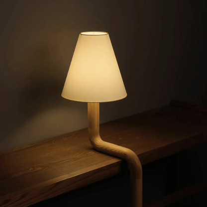 Lampe de table rustique en bois - Luminaire artisanal pour salon et chambre