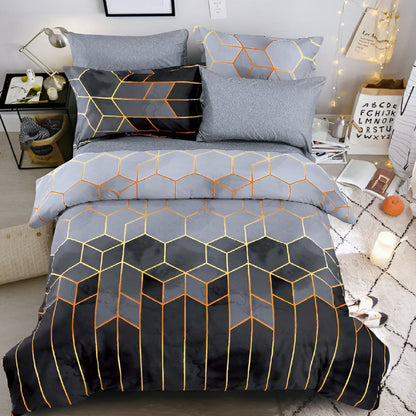Golden Cosmo Hive | Parure de lit de luxe 3 pièces avec housse de couette