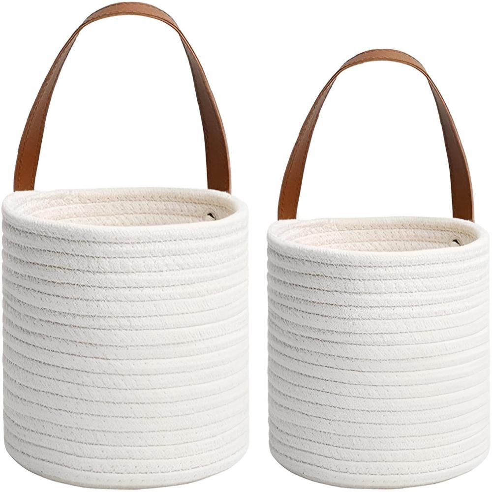 2-Pack Woven Cotton Rope Hanging Planter Baskets for Home Decor