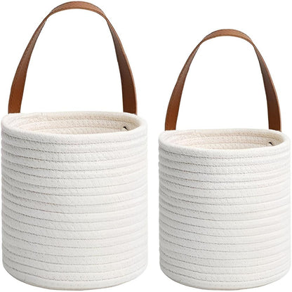 2-Pack Woven Cotton Rope Hanging Planter Baskets for Home Decor