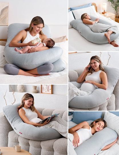 U Shaped Pregnancy Pillow for Comfort and Support - Cooling Fabric for Expecting Mothers
