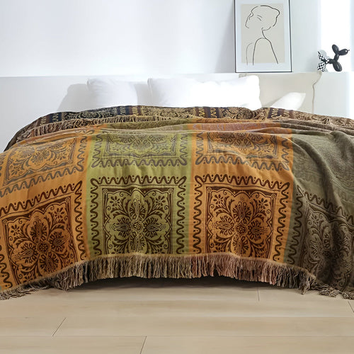 Boho Mandala Tassel Throw Blanket for Cozy Home Decor