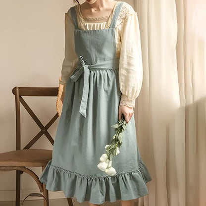 Rustikaler Rüschenschürze aus Leinen