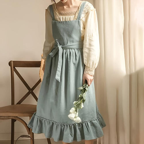 Rustikaler Rüschenschürze aus Leinen