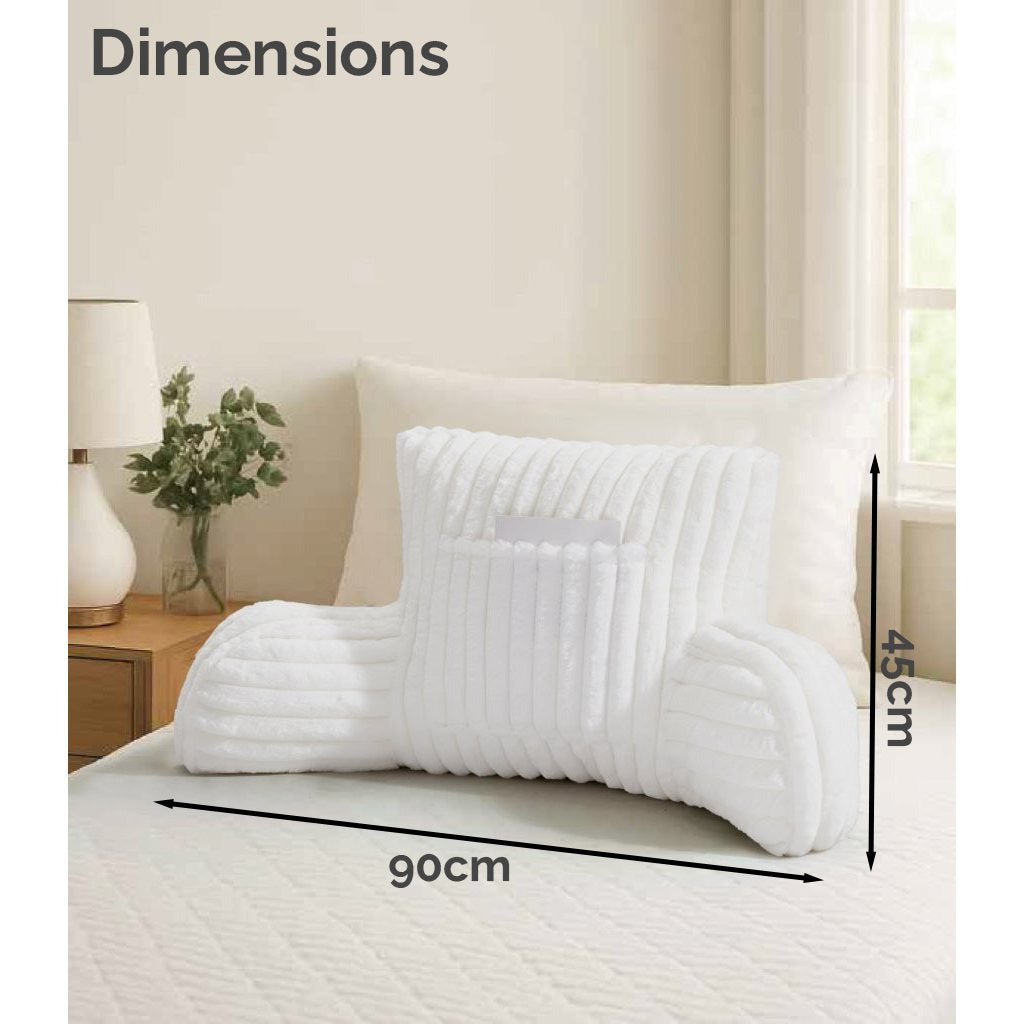 Cuddle Cushion - Faux Fur Ribbed Reading Chair Pillow with Arms for Sofa, Gaming & Relaxing Comfort