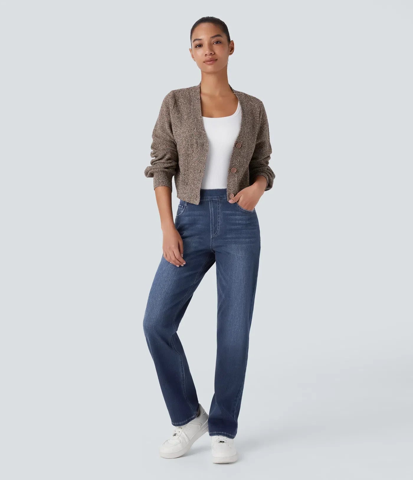ElsaShape Jeans haute taille avec pantalons droits et pantalons – Look confortable