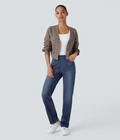 ElsaShape Jeans haute taille avec pantalons droits et pantalons – Look confortable
