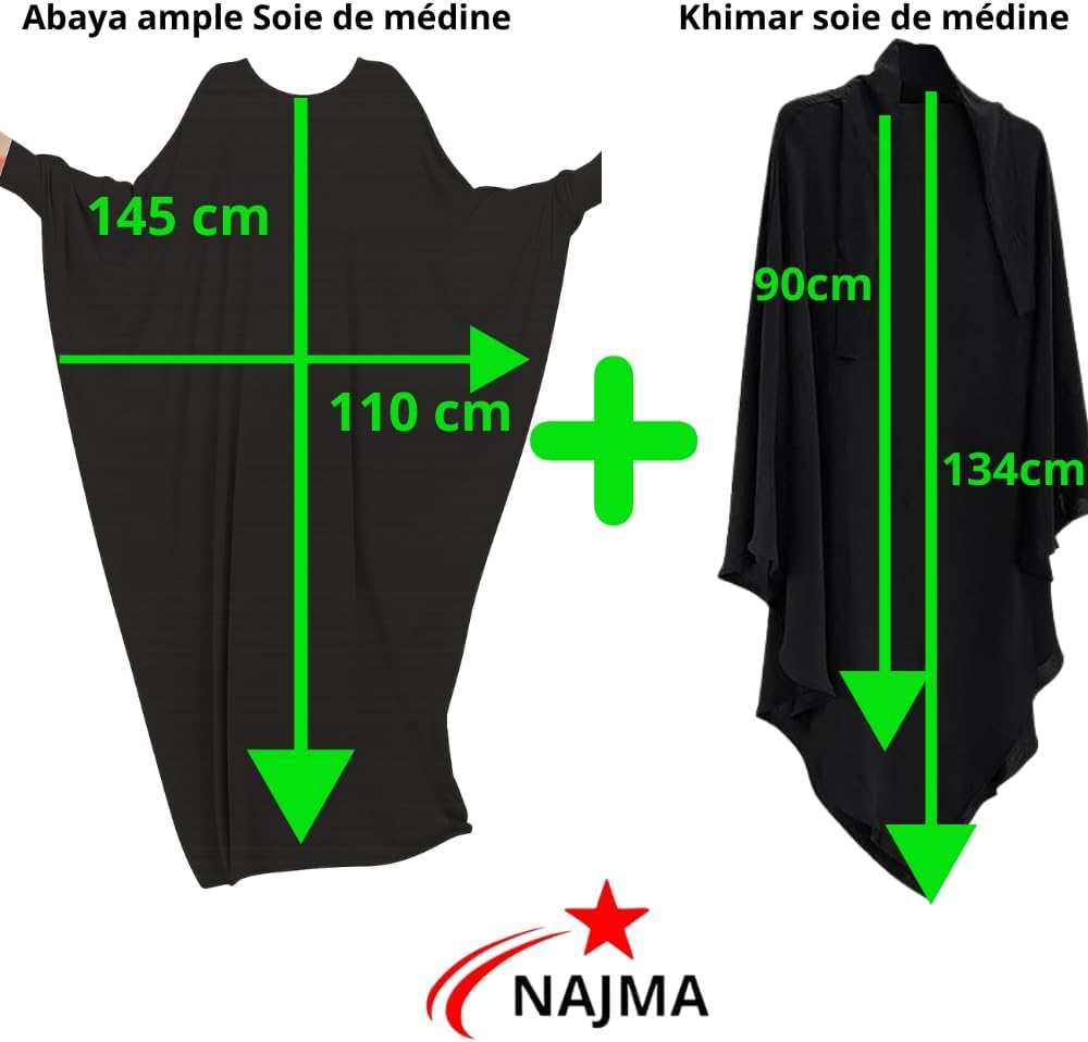 Ensemble Abaya et Khimar en Soie Élégante pour Femmes Musulmanes - Robe Jilbab Longue (Copy)