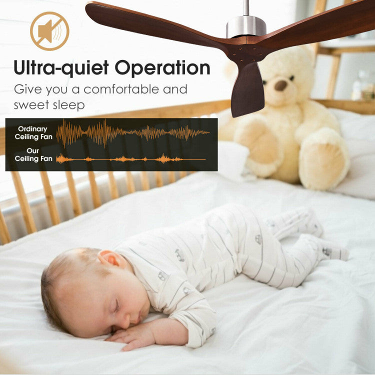 Ventilateur de plafond moderne 132 cm (52 ​​pouces) | Pales en bois nickel brossé