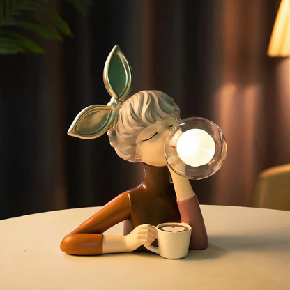 Lampe de table élégante à base en bois, fabriquée à la main, pour la décoration intérieure