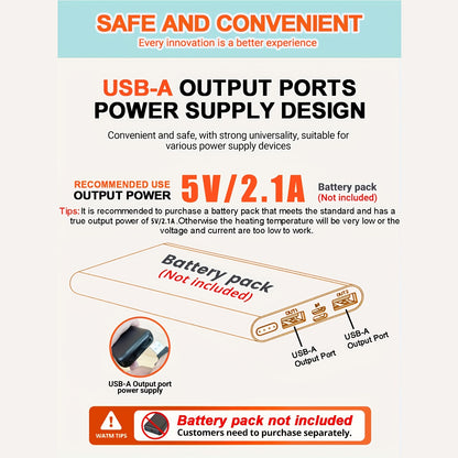 Elektrische Deken USB Verhitten, Flanelle, 3 Warmte instellingen, Reizen Gebruik
