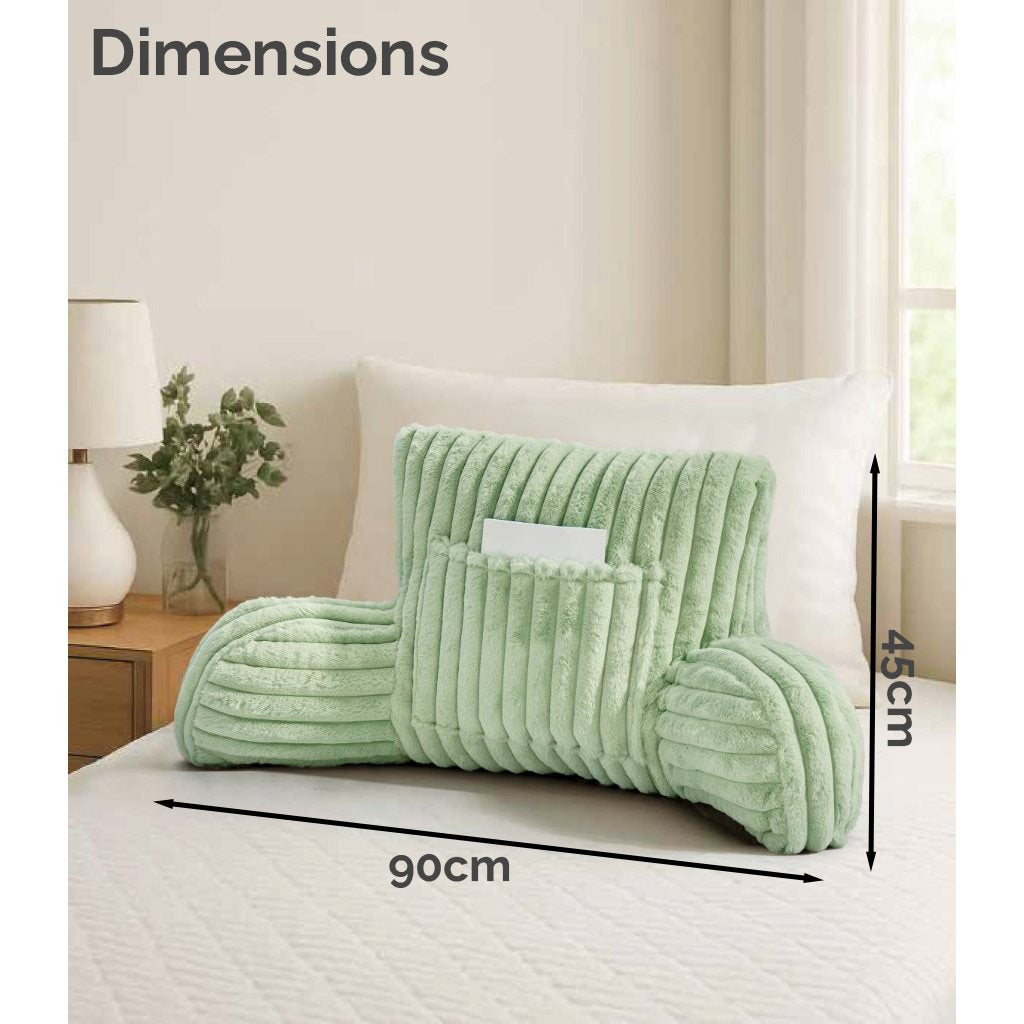 Cuddle Cushion - Faux Fur Ribbed Reading Chair Pillow with Arms for Sofa, Gaming & Relaxing Comfort