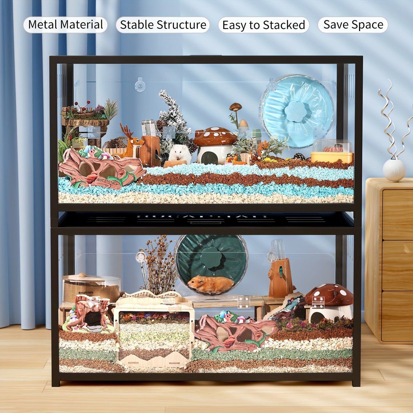 Grande cage pour hamster avec accès par le haut - Montage facile - Petit habitat pour hamsters