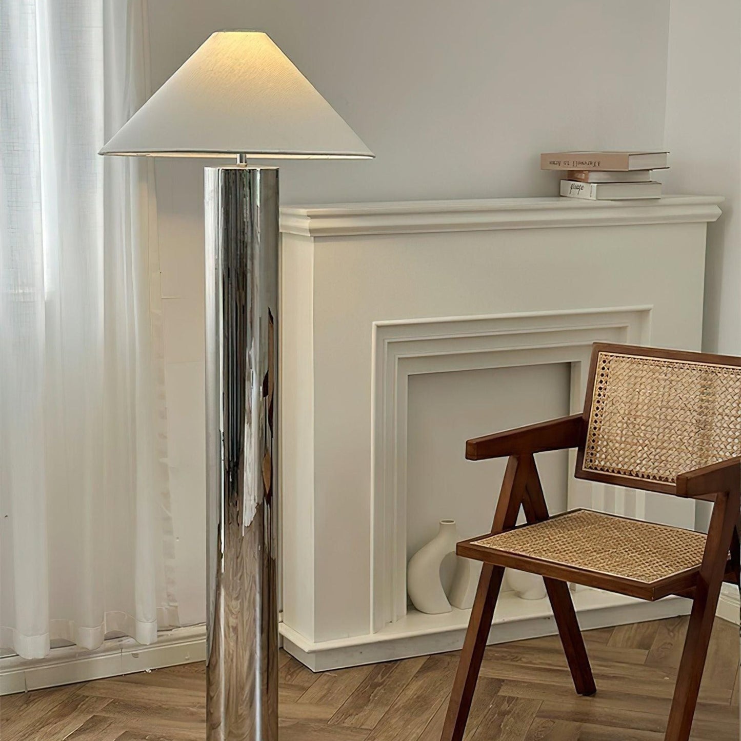 Lampadaire moderne en acier inoxydable - Éclairage LED élégant pour salon et chambre