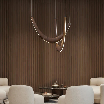 U-Shaped Wooden LED Pendant Light for Modern Home Lighting and Decor