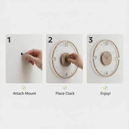 Holz Wanduhr - Design minimaliste - Lautloses Uhrwerk