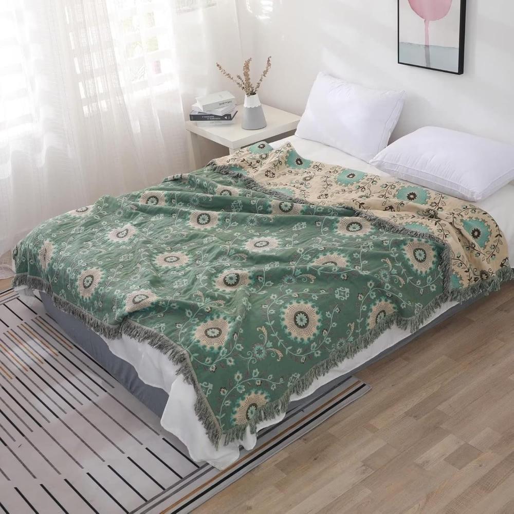 Plaid réversible rétro mandala pour une décoration intérieure chaleureuse