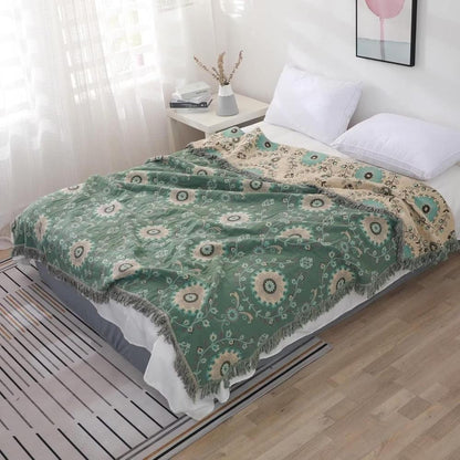 Plaid réversible rétro mandala pour une décoration intérieure chaleureuse