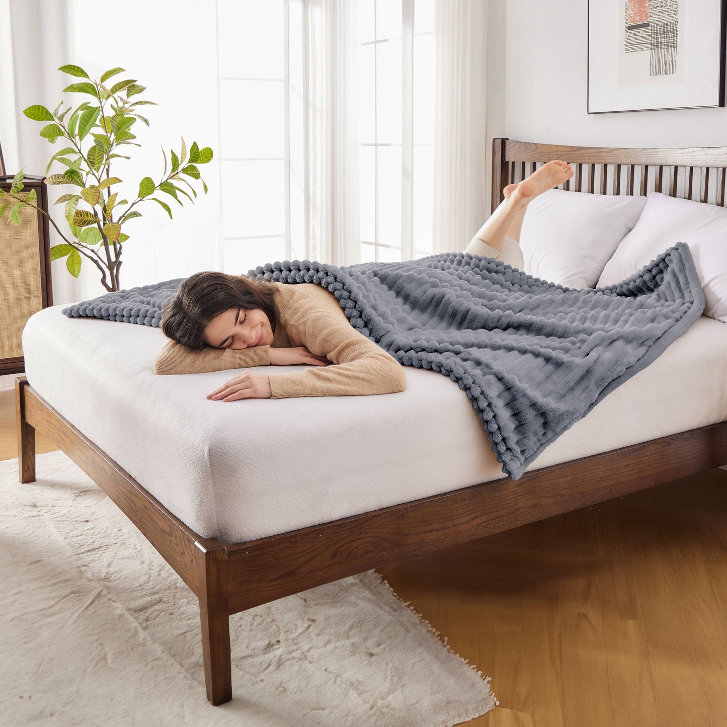 Neo Grijze Elektrische Deken Verwarmde Fleece Overdeken