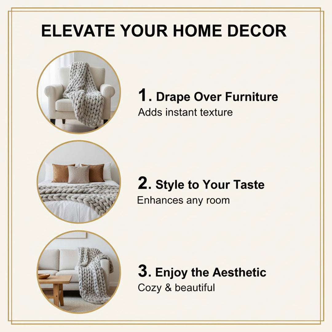 Chunky Strickdecke - Weiches Material - Dekoratives Design