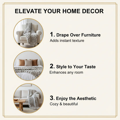 Chunky Strickdecke - Weiches Material - Dekoratives Design