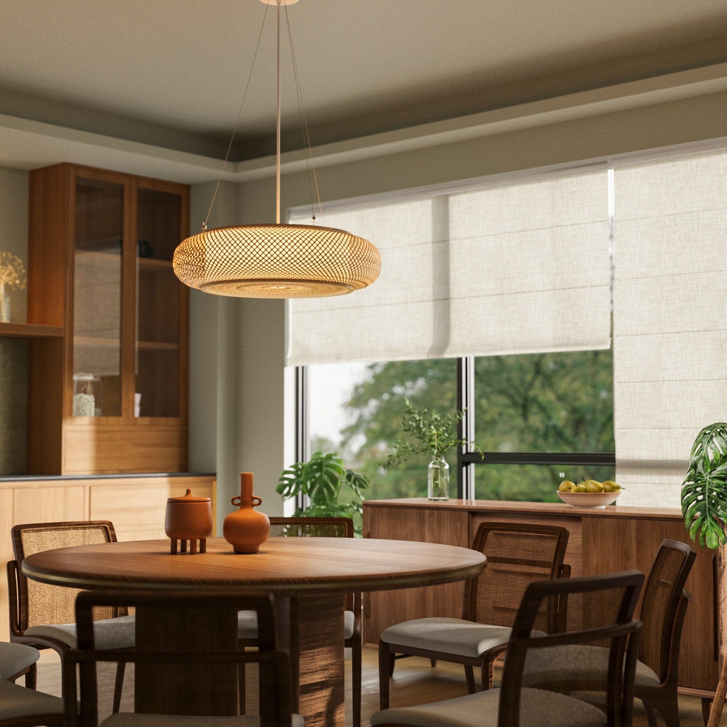 Japanse Stijl Bamboe Rieten Plafondlamp – Plafondmontage de Hanglamp