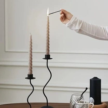 Wavy Iron Candle Holder for Home Decor - Sculpted Design